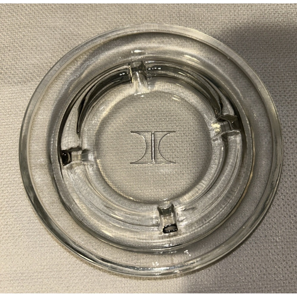 Vintage Hilton Hotels Clear Glass Ashtray Center Iconic Logo